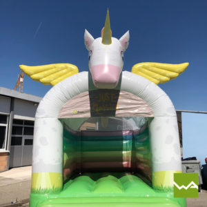 Hüpfburg mieten / Hüpfburg Verleih in der Nähe - Einhorn Hochzeit Hüpfburg Vorderansicht