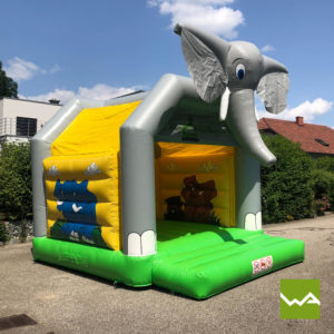 Hüpfburg mieten / Hüpfburg Verleih in der Nähe - Safari Hüpfburg Elefant Seitenansicht