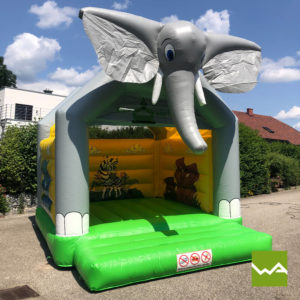 Hüpfburg mieten / Hüpfburg Verleih in der Nähe - Safari Hüpfburg Elefant Vorderansicht