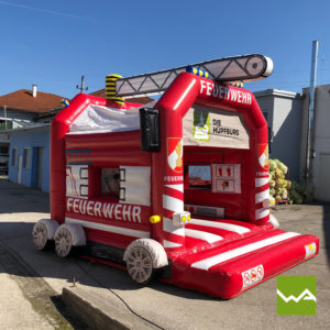 Hüpfburg mieten / Hüpfburg Verleih in der Nähe - Feuerwehr Hüpfburg Seitenansicht 2
